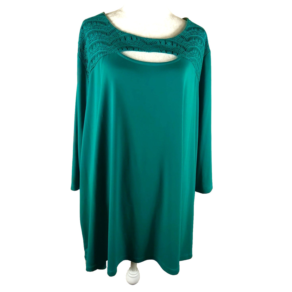 Catherines Women's Shirt Size 3 X 26/28 Green Cut Away Light Weight